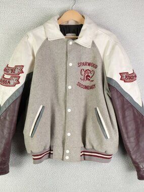 Vintage Varsity Jacket Mens Extra Large Gray Purple Wool Leather Bubba 90s